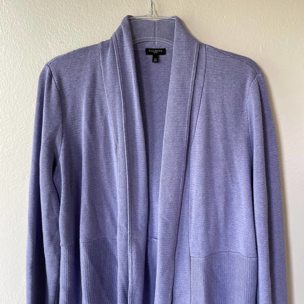 Talbots Lilac L Petite Open Cardigan - Picture 3 of 9